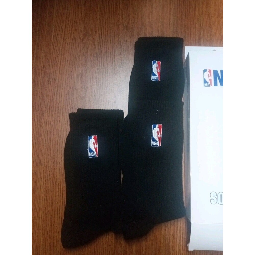 NBA Logoman Men's Basketball Crew Socks-3 Pairs/Shoe Size 6-12 BLACK
